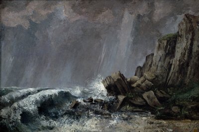 Regenbui in Etretat door Gustave Courbet